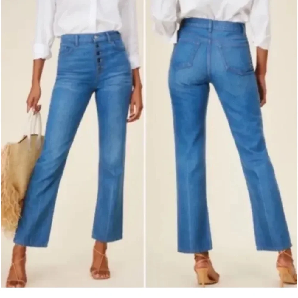 NEW NWT REFORMATION Cynthia Button Fly High Rise Straight Jeans in Zenia size 24